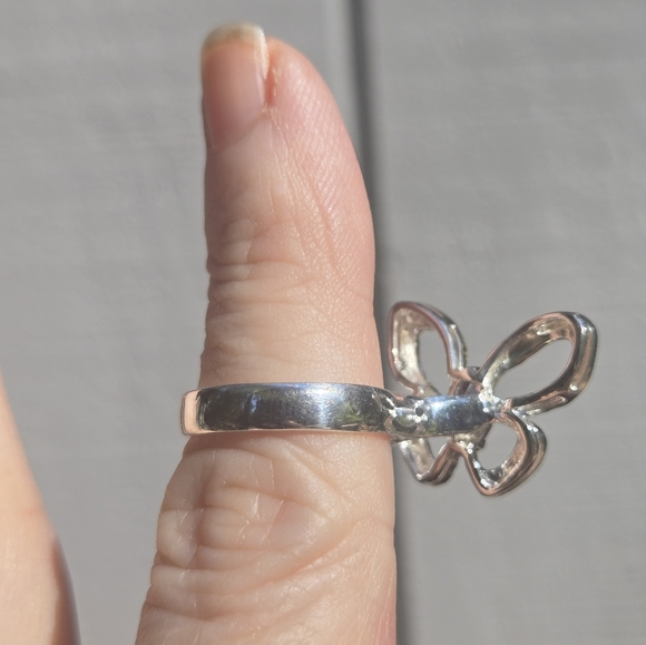 Star Ruby 3k & Amethyst butterfly sterling & gold ring sz7 adjustable open - Picture 6 of 10